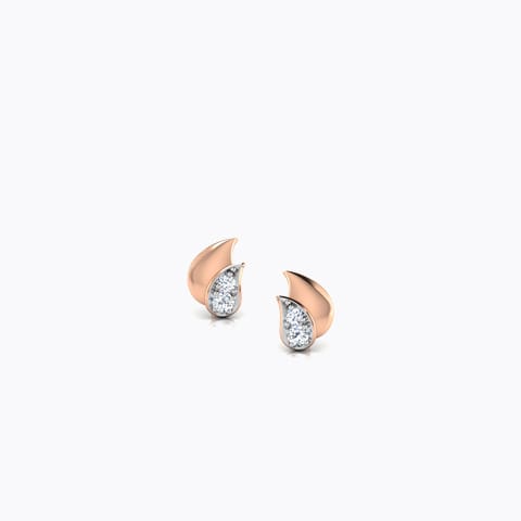 Duo Paisley Multi Diamond Stud Earrings Diamond Earrings 18 Karat Rose Gold Duo Paisley Multi Diamond Stud Earrings