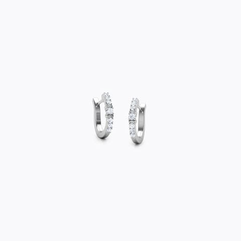 Stripe Diamond Hoop Earrings Diamond Earrings 14 Karat White Gold Stripe Diamond Hoop Earrings