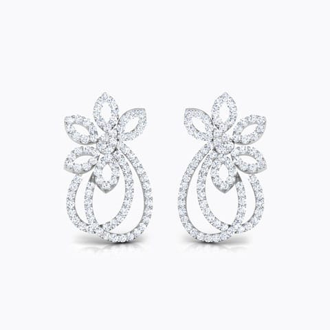 Tinsel Diamond Stud Earrings Diamond Earrings 14 Karat White Gold Tinsel Diamond Stud Earrings