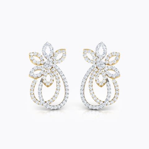 Tinsel Diamond Stud Earrings Diamond Earrings 18 Karat Yellow Gold Tinsel Diamond Stud Earrings