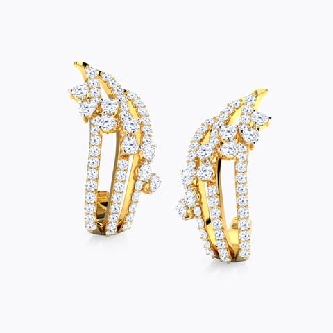 Melissa Wave Diamond Hoop Earrings Diamond Earrings 18 Karat Yellow Gold Melissa Wave Diamond Hoop Earrings