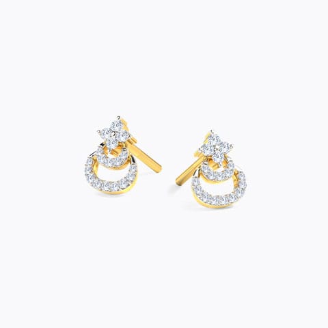 Aksh Diamond Stud Earrings Diamond Earrings 18 Karat Yellow Gold Aksh Diamond Stud Earrings