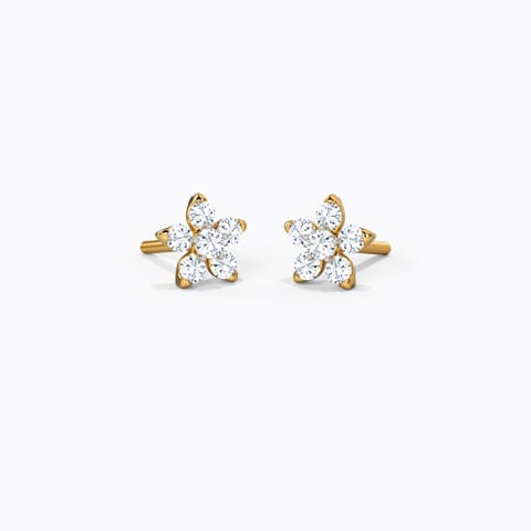 Bud Diamond Stud Earrings Diamond Earrings 18 Karat Yellow Gold Bud Diamond Stud Earrings