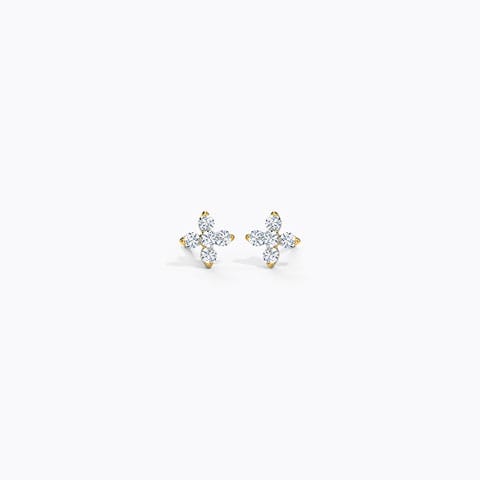 Northstar Diamond Stud Earrings Diamond Earrings 18 Karat Yellow Gold Northstar Diamond Stud Earrings