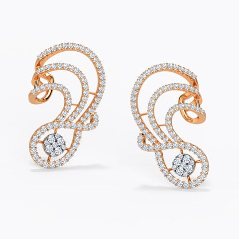 Laurenita Diamond Ear Cuffs Diamond Earrings 18 Karat Rose Gold Laurenita Diamond Ear Cuffs