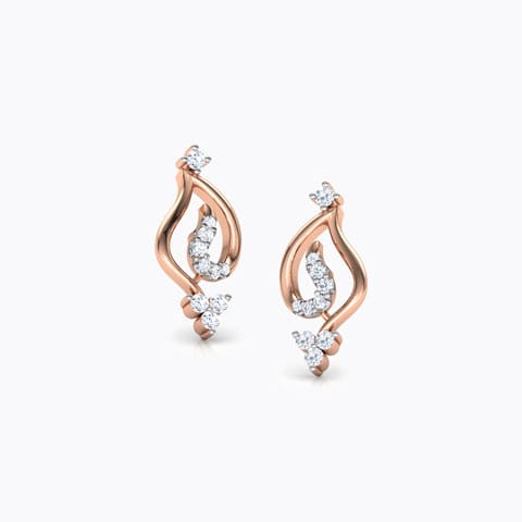 Trista Diamond Stud Earrings Diamond Earrings 14 Karat Rose Gold Trista Diamond Stud Earrings