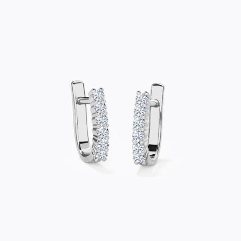 Classic Linear Diamond Hoop Earrings Diamond Earrings 14 Karat White Gold Classic Linear Diamond Hoop Earrings