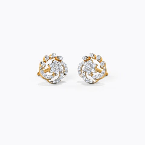 Charm Cluster Diamond Stud Earrings Diamond Earrings 18 Karat Yellow Gold Charm Cluster Diamond Stud Earrings