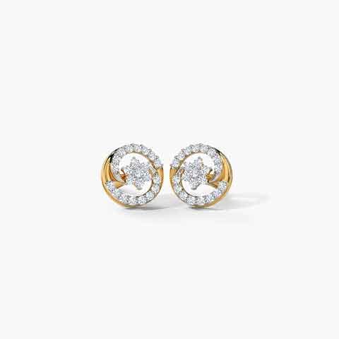 Cheer Cluster Diamond Stud Earrings Diamond Earrings 18 Karat Yellow Gold Cheer Cluster Diamond Stud Earrings