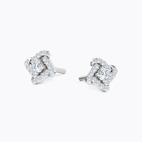 Charm Curves Diamond Stud Earrings Diamond Earrings 14 Karat White Gold Charm Curves Diamond Stud Earrings