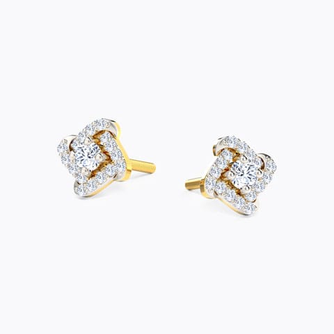 Charm Curves Diamond Stud Earrings Diamond Earrings 18 Karat Yellow Gold Charm Curves Diamond Stud Earrings