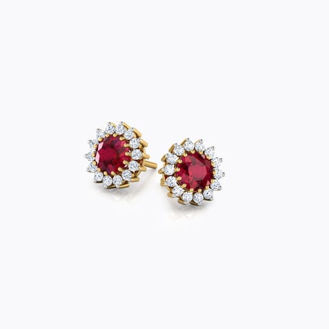 Classic Spark Gemstone Stud Earrings Diamond,Gemstone Earrings 18 Karat Yellow Gold Classic Spark Gemstone Stud Earrings