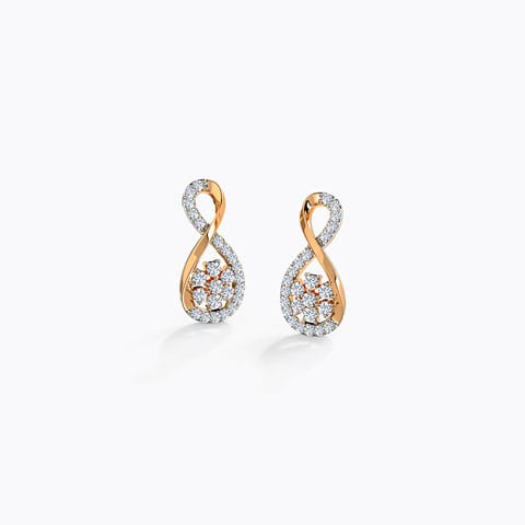 Infinity Diamond Stud Earrings Diamond Earrings 18 Karat Rose Gold Infinity Diamond Stud Earrings