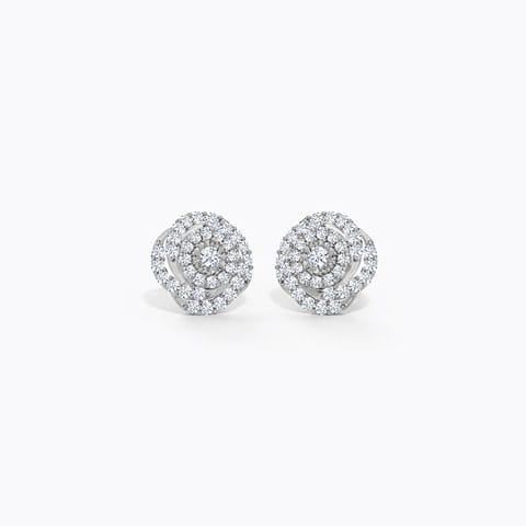 Swirled Cluster Diamond Stud Earrings Diamond Earrings 18 Karat White Gold Swirled Cluster Diamond Stud Earrings