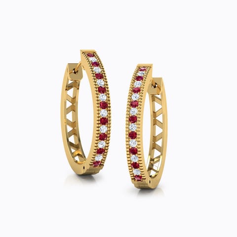Enchant Linear Gemstone Hoop Earrings Diamond,Gemstone Earrings 18 Karat Yellow Gold Enchant Linear Gemstone Hoop Earrings