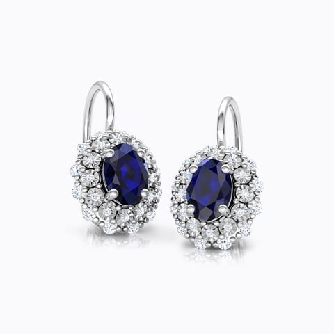 Duo Halo Miracle Plate Gemstone Drop Earrings Diamond,Gemstone Earrings 18 Karat White Gold Duo Halo Miracle Plate Gemstone Drop Earrings