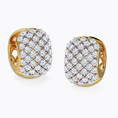 Criss-Cross Mesh Diamond Hoop Earrings Diamond Earrings 18 Karat Yellow Gold Criss-Cross Mesh Diamond Hoop Earrings