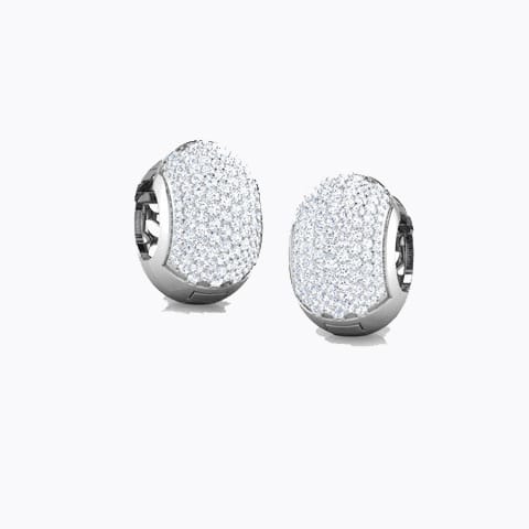 Sparkling Mesh Diamond Hoop Earrings Diamond Earrings 18 Karat White Gold Sparkling Mesh Diamond Hoop Earrings