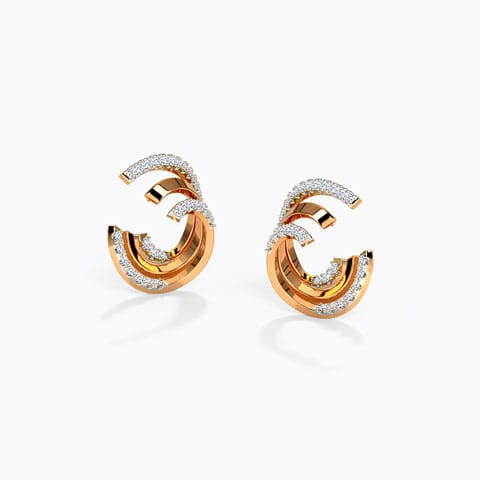 Spiral Diamond Hoop Earrings Diamond Earrings 18 Karat Rose Gold Spiral Diamond Hoop Earrings