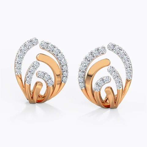 Curved Diamond Hoop Earrings Diamond Earrings 18 Karat Rose Gold Curved Diamond Hoop Earrings