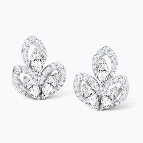 Twinkle Petals Diamond Stud Earrings Diamond Earrings 18 Karat White Gold Twinkle Petals Diamond Stud Earrings