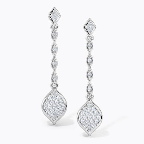 Ascending Diamond Drop Earrings Diamond Earrings 14 Karat White Gold Ascending Diamond Drop Earrings