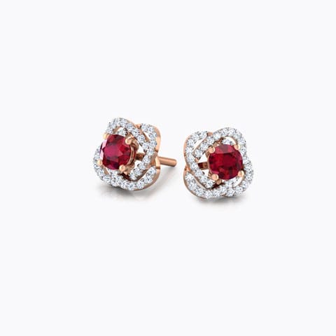 Bloom Multi-Style Gemstone Stud Earrings Diamond,Gemstone Earrings 18 Karat Rose Gold Bloom Multi-Style Gemstone Stud Earrings