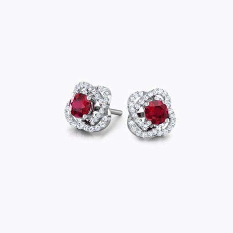 Bloom Multi-Style Gemstone Stud Earrings Diamond,Gemstone Earrings 14 Karat White Gold Bloom Multi-Style Gemstone Stud Earrings