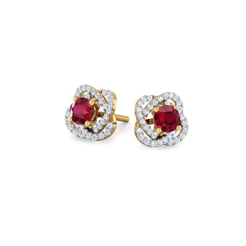 Bloom Multi-Style Gemstone Stud Earrings Diamond,Gemstone Earrings 18 Karat Yellow Gold Bloom Multi-Style Gemstone Stud Earrings