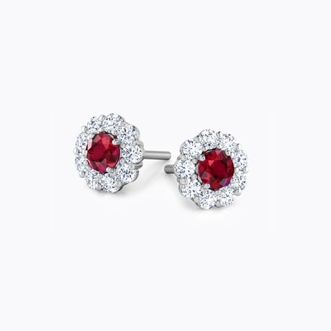 Ovate Multi-Style Gemstone Stud Earrings Diamond,Gemstone Earrings 14 Karat White Gold Ovate Multi-Style Gemstone Stud Earrings