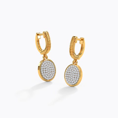 Ovate Cluster Diamond Drop Earrings Diamond Earrings 18 Karat Yellow Gold Ovate Cluster Diamond Drop Earrings