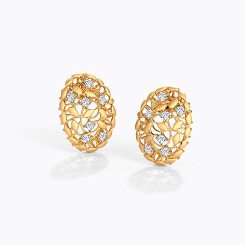 Ber Root Diamond Stud Earrings Diamond Earrings 18 Karat Yellow Gold Ber Root Diamond Stud Earrings