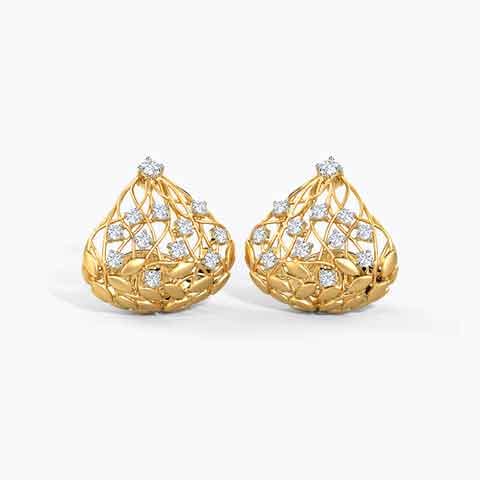 Batino Root Diamond Hoop Earrings Diamond Earrings 18 Karat Yellow Gold Batino Root Diamond Hoop Earrings