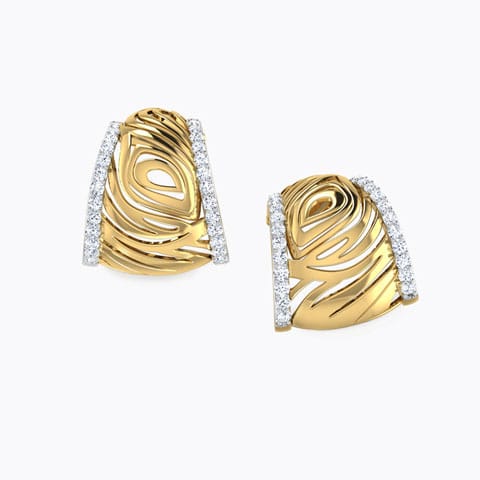 Bodhi Wood Grain Diamond Hoop Earrings Diamond Earrings 18 Karat Yellow Gold Bodhi Wood Grain Diamond Hoop Earrings