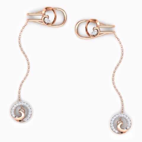 Swirly Chain Diamond Ear Cuffs Diamond Earrings 18 Karat Rose Gold Swirly Chain Diamond Ear Cuffs