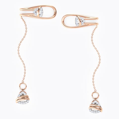 Trigon Chain Diamond Ear Cuffs Diamond Earrings 18 Karat Rose Gold Trigon Chain Diamond Ear Cuffs