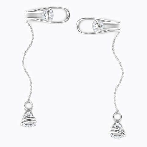 Trigon Chain Diamond Ear Cuffs Diamond Earrings 14 Karat White Gold Trigon Chain Diamond Ear Cuffs