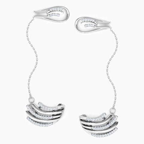 Arch Chain Diamond Ear Cuffs Diamond Earrings 14 Karat White Gold Arch Chain Diamond Ear Cuffs