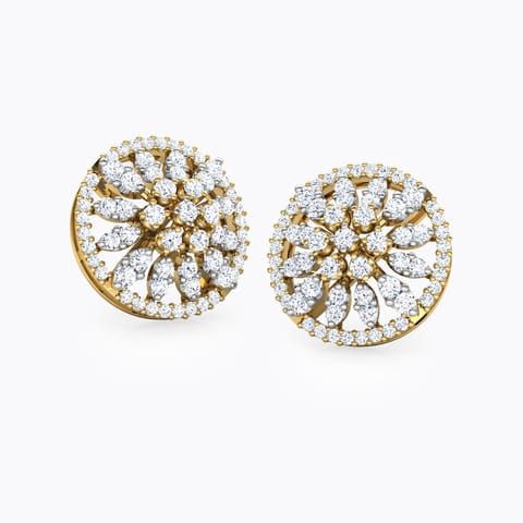 Scatter Strew Diamond Stud Earrings Diamond Earrings 14 Karat Yellow Gold Scatter Strew Diamond Stud Earrings