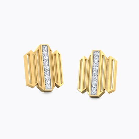 Eros Zigzag Diamond Stud Earrings Diamond Earrings 18 Karat Yellow Gold Eros Zigzag Diamond Stud Earrings
