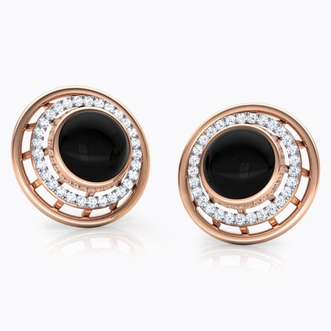 Eros Minaret Gemstone Stud Earrings Diamond,Gemstone Earrings 18 Karat Rose Gold Eros Minaret Gemstone Stud Earrings