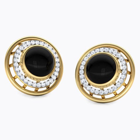 Eros Minaret Gemstone Stud Earrings Diamond,Gemstone Earrings 18 Karat Yellow Gold Eros Minaret Gemstone Stud Earrings