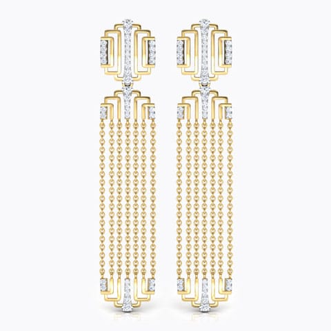 Liberty Linear Diamond Drop Earrings Diamond Earrings 18 Karat Yellow Gold Liberty Linear Diamond Drop Earrings