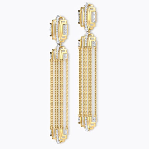 Liberty Linear Diamond Drop Earrings Diamond Earrings 18 Karat Yellow Gold Liberty Linear Diamond Drop Earrings