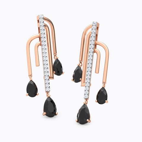Liberty Curvilinear Gemstone Drop Earrings Diamond,Gemstone Earrings 18 Karat Rose Gold Liberty Curvilinear Gemstone Drop Earrings