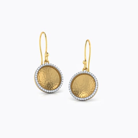 Isidora Hammered Diamond Drop Earrings Diamond Earrings 18 Karat Yellow Gold Isidora Hammered Diamond Drop Earrings