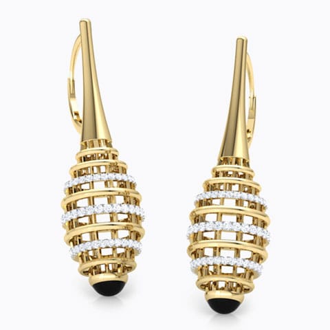 Eros Ziggurat Gemstone Drop Earrings Diamond,Gemstone Earrings 18 Karat Yellow Gold Eros Ziggurat Gemstone Drop Earrings