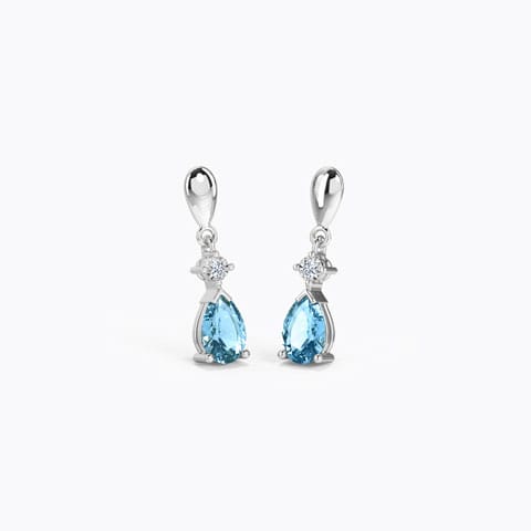 Classic Drizzle Gemstone Drop Earrings Diamond,Gemstone Earrings 18 Karat White Gold Classic Drizzle Gemstone Drop Earrings