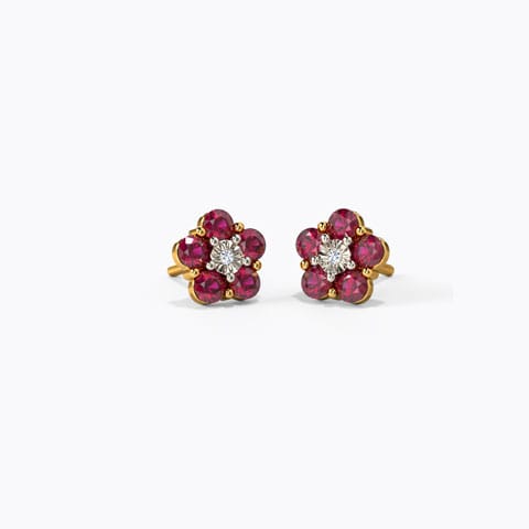 Blossom Miracle Plate Gemstone Stud Earrings Diamond,Gemstone Earrings 18 Karat Yellow Gold Blossom Miracle Plate Gemstone Stud Earrings