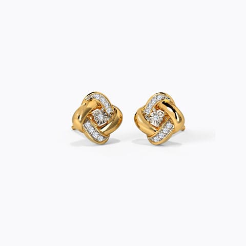 Seam Miracle Plate Diamond Stud Earrings Diamond Earrings 18 Karat Yellow Gold Seam Miracle Plate Diamond Stud Earrings